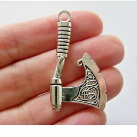 Fashion Jewelry LARGE VIKING CELTIC AXE KNOT NORDIC Pendant On 22" 925 Sterling Silver Necklace