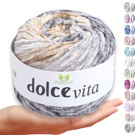 MeriWoolArt Chenille Wool (Velvet Yarn) for Knitting & Crocheting - 150g (260m) - 100% Polyester Fleece Yarn - Ideal as Amigurumi Yarn for Pillows, Blankets, Pet Bed & DIY Gifts