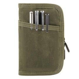 Notebook Cover- Used For Field Notes Notebooks, Pocket Notebook 3.5 x 5.5, Diary Cover With Zipper Pen Holder,Waterproof Cover Waxed Canvas (Army Green, 3.5 x 5.5)