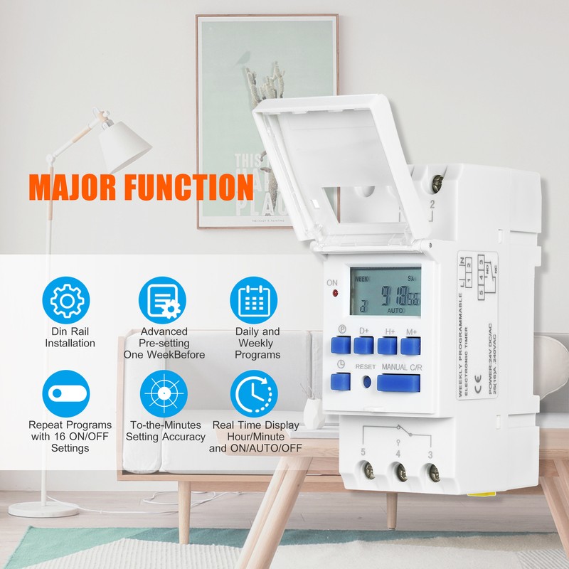 THC15A Digital LCD Power Programmable Timer Switch Relay 16A Amp