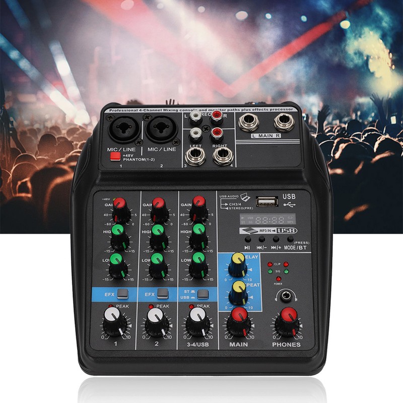 Mini USB Bluetooth Sound Card 4-channel Mixer for Household Stage