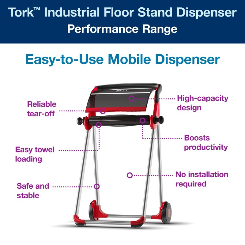 Tork Industrial Floor Stand Paper Towel Roll Dispenser Red W1,