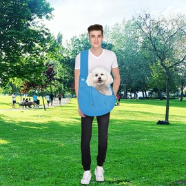 FDJASGY Small Pet Sling Carrier-Hands Free Reversible Pet Papoose Bag Tote Bag with a Pocket Safety Belt Dog Cat for Outdoor Travel