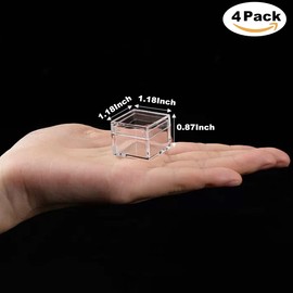 Caja de acrílico pequeña con tapa, cajas de caramelos transparentes para decoración de fiestas, cubeta cuadrado de plástico