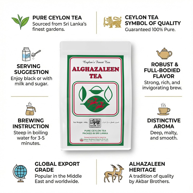 Alghazaleen Tea White Collection, 14oz (400g) Bag,100% Pure Ceylon Black