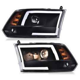 LQI LED DRL Headlights Assembly Compatible with Dodge Ram 1500 2500 3500 2009-2012 Clear lens Black Housing Amber Reflector NOT Fit Dual Beam,NOT Fit One Hole NOT FIT 2006-2009 Old Body Style