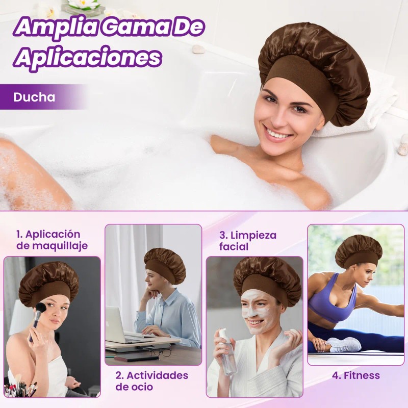 6pzs Curly Ondas En Cabello Rizos Sin Calor Tubo+gorro Satin