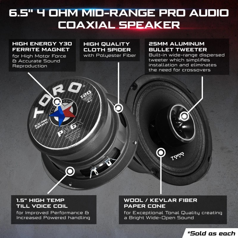 TORO TECH PM6X | 6.5" 4 Ohm Mid-Range Pro Audio