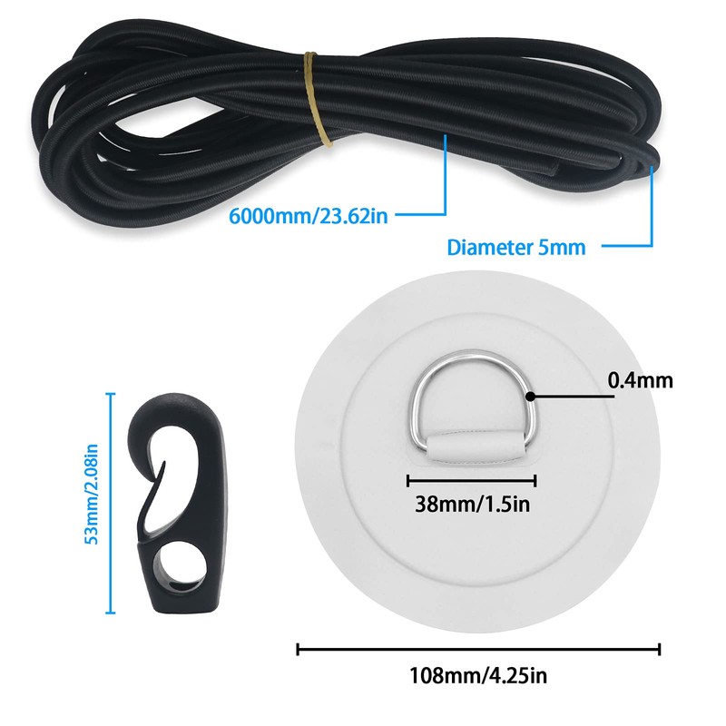 6pcs PVC D-Ring Patch Stainless Steel D Ring Patches for