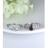 Wasee January Birthstone Ring Set 925 Sterling Silver Garnet Ring
