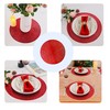 Snowkingdom Red Placemats Set of 6, Round Vinyl Metallic Hollow