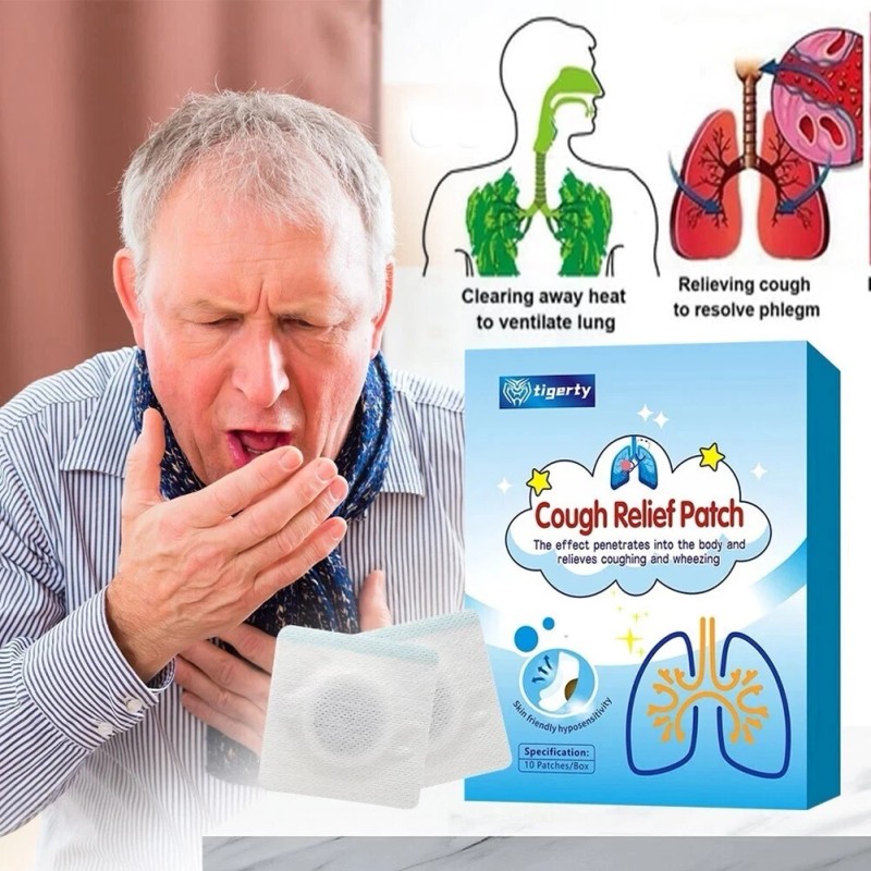 tigerty 10PCS Cough Relief Patch Natural Herbal Suppressant Plaster for