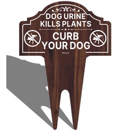 Curb Your Dog Yard Sign, Dog Urine Kills Plants Garden Plaque 14" x 10" Keep Your Dog Off My Lawn Sign, Rust Free Aluminum No Peeing Dog Sign, UV Protected, Easy Mounting, Outdoor Use, 1 Pack
