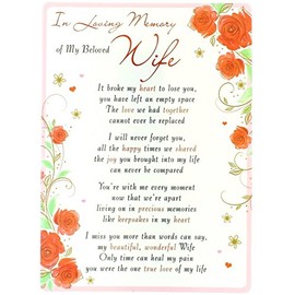 Special Thoughts Loving Memory Open Graveside Memorial Card - Beloved Wife 6.5" x 4.75"