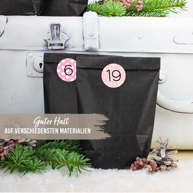 Papierdrachen 24 Adventskalender Zahlenaufkleber - Nr 14 - Sticker 4cm