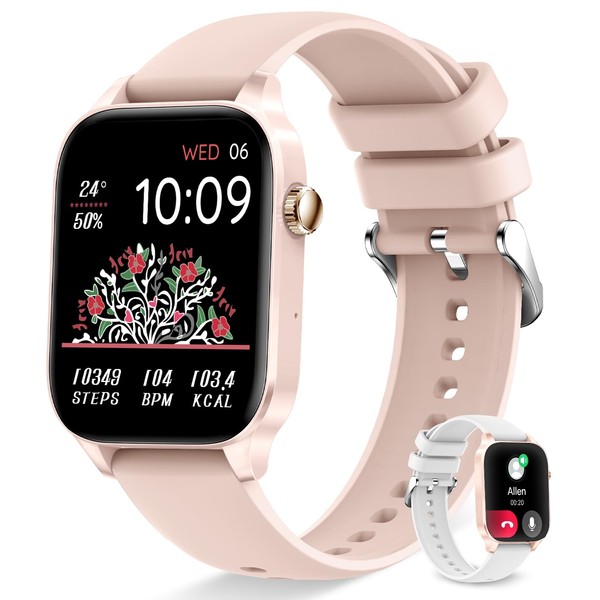 Erkwei Smartwatch Damen mit Telefonfunktion, 1,85 Zoll Wasserdicht Fitnessuhr Damen