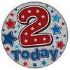 Age 2 Birthday Badge Blue, Red And Silver Holographic Recyclable