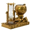 Globe-Themed Pencil Holder with Hourglass, Resin Desktop Organizer for Office