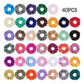 Set De 40 Scrunchies De Satén, Gomas Para El Pelo