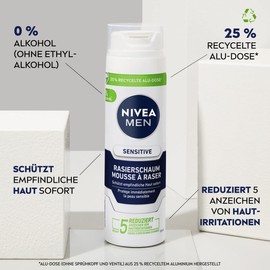 NIVEA MEN NIVEA MEN Sensitive Rasierschaum für Männer (200 ml), reichhaltiger Schaum mit Kamille und Vitamin E für eine sanfte Rasur, schützende Formel gegen Hautirritationen