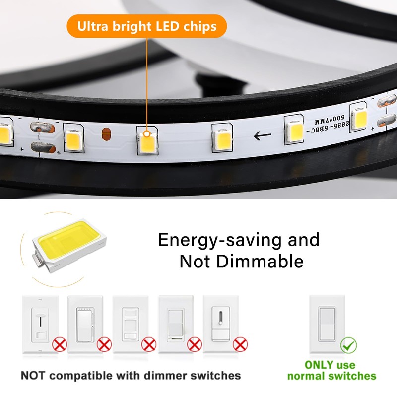 TEMINBU Modern LED Ceiling Light, Black 6 Rings Flush Mount
