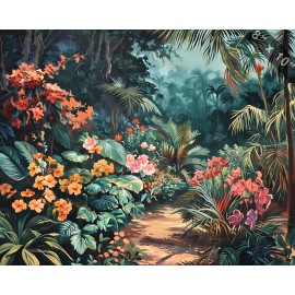 A Tropical Garden with Exotic Flowers oil painting --ar  99950183-2cf4-