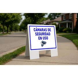 Cameras De Seguridad En Use Security Cameras In Use Blue Folding Coroplast A-Frame with Double-Sided 23in x23in