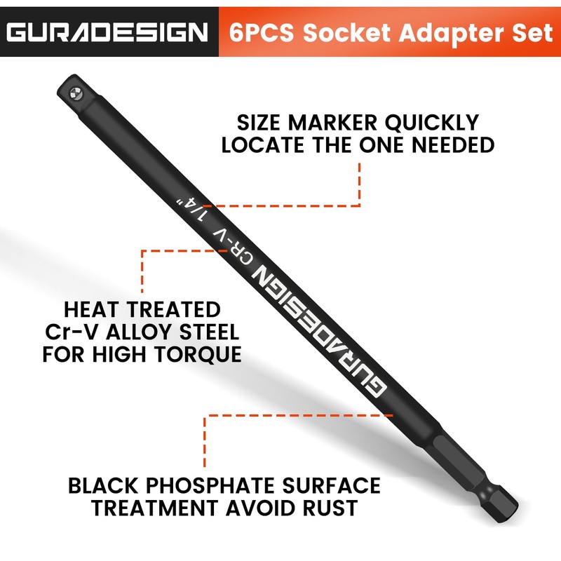 GURADESIGN 11-Piece Impact Socket Adapter Set for Drill, 3-Inch and