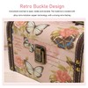 Treasure Chest Box Pink Butterfly Pattern Exquisite Retro Wooden PU