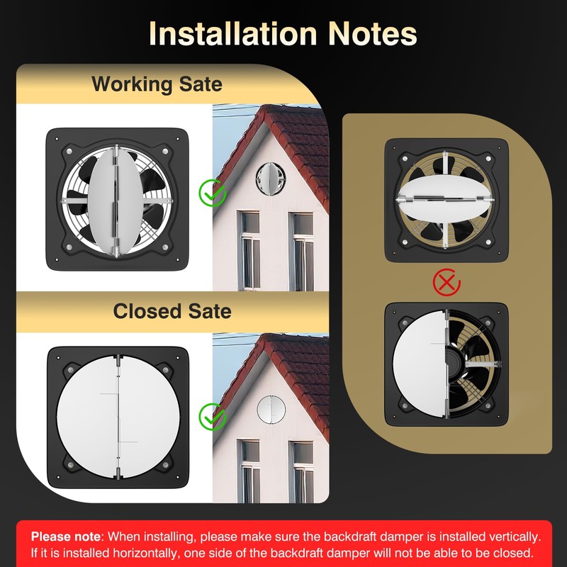 FanGoFast 8 inch Exhaust Fan, Kitchen Exhaust Fan for Wall,