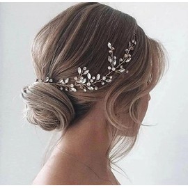 JUSTUSNX Bridal Wedding Headpiece Crystal Hair Vines Silver Bridal Flower Pieces Hair Styling Accessories for Women and Girls