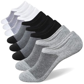 SIXDAYSOX No Show Socks for Men 8 pack Cotton Thin Low Cut Non Slip for Loafer Flats Sneakers(Anti Odor-3White+2Black+2Gray,Shoe Size:9-11)