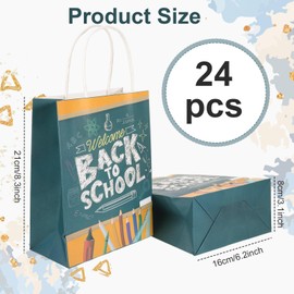 24Pcs Back to School Gifts Bags with Handle, Welcome Back to School Gifts for Students, Graduation Gift Reusable Goody Party Favor Bags for Kids, Kindergarten Graduation Gift for Boys Decorations