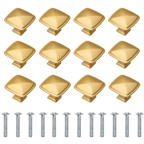 12 Pieces Gold knobs for Cabinet Drawers, Brass Door Handles