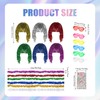 6PCS Party Wigs Made of Tinsel, with 6 Neon Glasses,