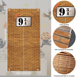 CHRI 9 and 3/4 Cross Station Sign Brick Wall Background Party Decoration, Birthday Decoration Wizard Party Birthday Decoration Secret Passage