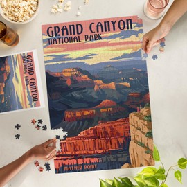 Lantern Press Grand Canyon National Park, Arizona, Mather Point, 1000 Piece Jigsaw Puzzle for Adults, Made in USA with Reference Poster