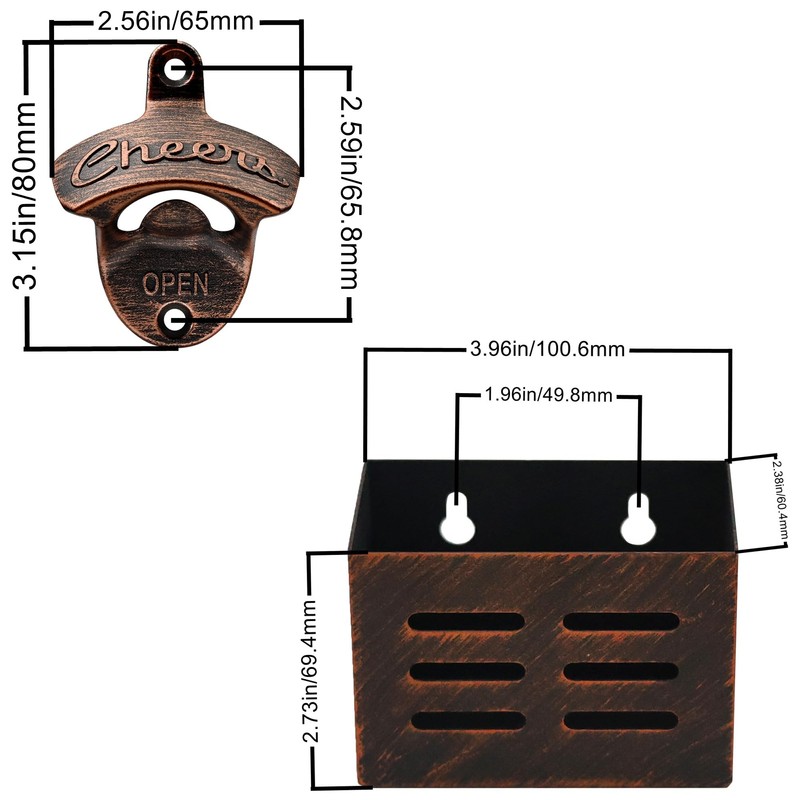 Luwanburg Rustic Cheers Bottle Opener Wall Mounted with Cap Catcher