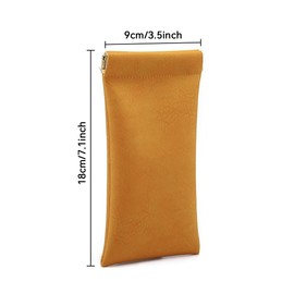 Pack of 3 Leather Glasses Cases PU Soft Pouch Squeeze Top Portable Glasses Cases for Men Women (Pink Yellow Green), Pink, yellow, green