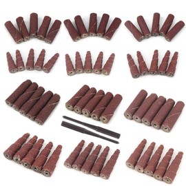 62Pcs Mini Sanding Cone Engine Porting Assortment Kit Cone Cylinder Shaped 1/4inch Shank Abrasive Sanding Set Sleeve Sandpaper Roll