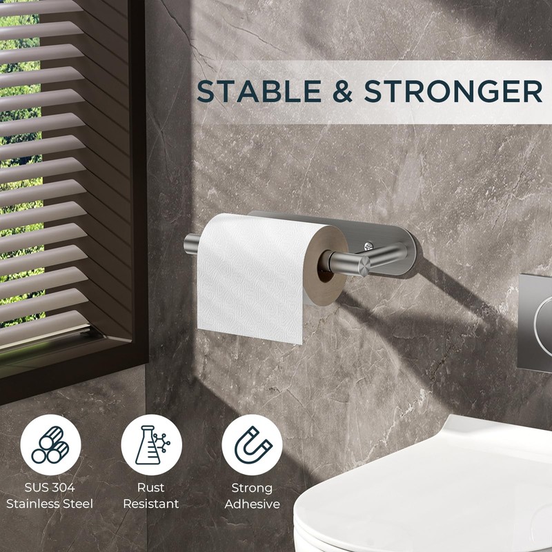 FORIOUS Toilet Paper Holder, Adhesive or Screw Wall Mount Pivoting