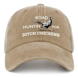 Road Hunting for Ditch Chickens Hat Mens Funny Hunting Golf Hats Men Pigment Khaki Ball Cap Vintage Unique Gifts for Farmers