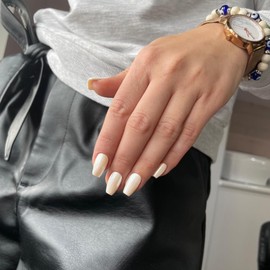 Glazed Champagne Chrome Press on Nails Medium Coffin,SXVME Fake Nails Square Aurora Nails Press ons,Acrylic Nails Glue on Nails Short, Flash False Nails,Mirror Effect Gel Nails Stick on Nails in 24PCS