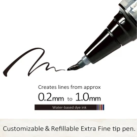 Kuretake Giggle Pen COCOIRO Body Color White Refillable Marking Pen Flexible Fine Point Black Ink Made in Japan
