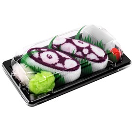 SUSHI SOCKS BOX - 1 pair Octopus Violet Nigiri - Funny GIFT! Packed Like REAL Sushi, Original Pattern, COTTON RICH Socks SIZE UK 7-11 EU 41-46|High Quality, Oeko-Tex Certificate, Made in Europe
