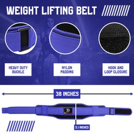 Big Muscle Weight Lifting Belt for Gym Fitness Training-Neoprene Padded Double Belt with 5.5 inch Lumbar Back Support -Great for Bodybuilding, Powerlifting, Deadlifts Workout & Squats (Blue, Medium)