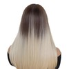 GNIMEGIL 28 INCH Long Straight Hair Wig with Bangs Ombre