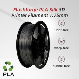Flashforge 3D Printer Filament Silk PLA 1.75mm 1kg Spool-Dimensional Accuracy +/- 0.02mm (Metal Grey)