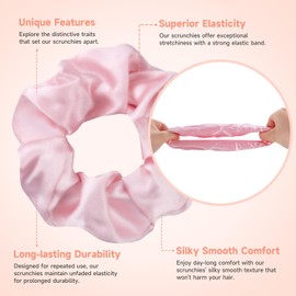 Satin Hair Scrunchies for Women,Satin Hair Ties Softer Than Silk Scrunchies for Hair Sleep,Silk Hair Ties No Damage,Elastics Ponytail Holder,Black Gray Ivory