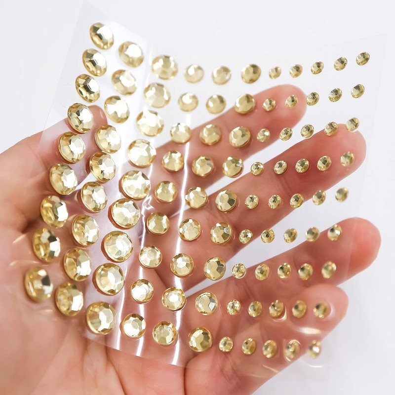 082 Rhinestone Sticker (Decal) Jewelry Type 4-9mm [Gold]